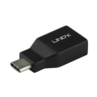 LINDY 41899 USB Adapter, USB 3.2 Type-C (M) to USB 3.2 Type-A (F), Adapter, Black, Supports Data Transfer Speeds up to 10Gbps, Robust PVC Housing & Nickel Connectors, Retail Polybag Packaging