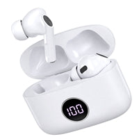 Prevo M10 Active Noise Cancelling TWS Earbuds, Bluetooth 5.3, Automatic Pairing, Touch Control Feature with Digital LED Display Wireless Charging Case, Android, IOS and Windows Compatible, White