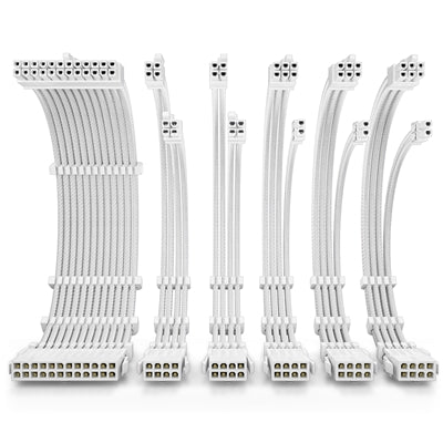 Antec White PSU Extension Cable Kit - 6 Pack (1x 24 Pin, 2x 4+4 Pin, 3x 6+2 Pin)