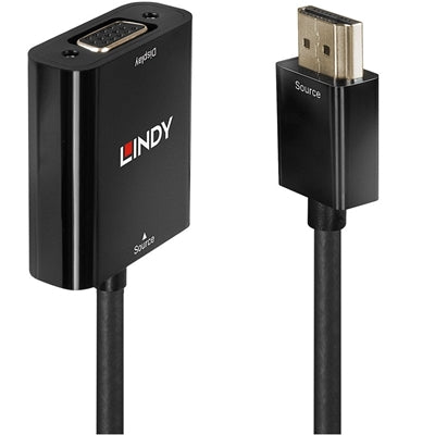 LINDY 38291 HDMI to VGA Converter, Direct Signal Conversion, Supports resolutions up to 1920x1200 including 1080p, Quick and simple plug and play installation, 2 year warranty