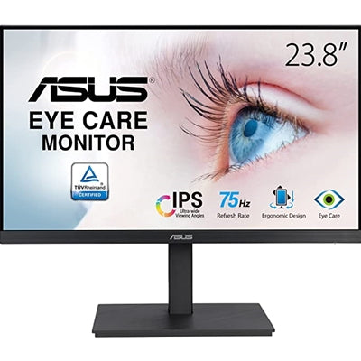 ASUS VA24EQSB Eye Care Monitor 24 inch, Full HD, IPS, Frameless, 5ms, 75Hz, Adaptive-Sync, VGA, HDMI, Display Port, Height Adjust, Pivot, Speakers, VESA