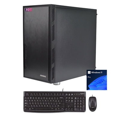 LOGIX Intel i3-12100 3.30GHz (4.30GHz Boost) 4 Core 8 threads. 8GB Kingston DDR4 RAM, 500GB Kingston NVMe M.2, 80 Cert PSU, Wi-Fi, Windows 11 Pro installed + FREE Keyboard & Mouse - Prebuilt System - Full 3-Year Parts & Collection Warranty