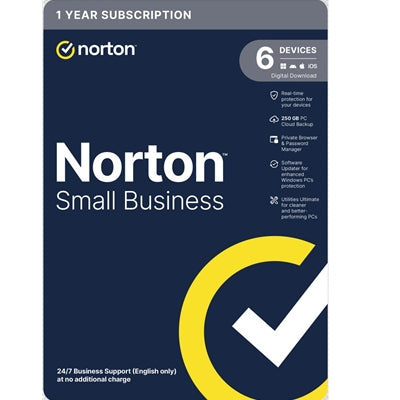 Norton Small Business, Antivirus Software, 6 Devices, 1-year Subscription, Includes 250GB of Cloud Storage, Dark Web Monitoring, Private Browser, 24/7 Business Support, Activation Code by email - ESD