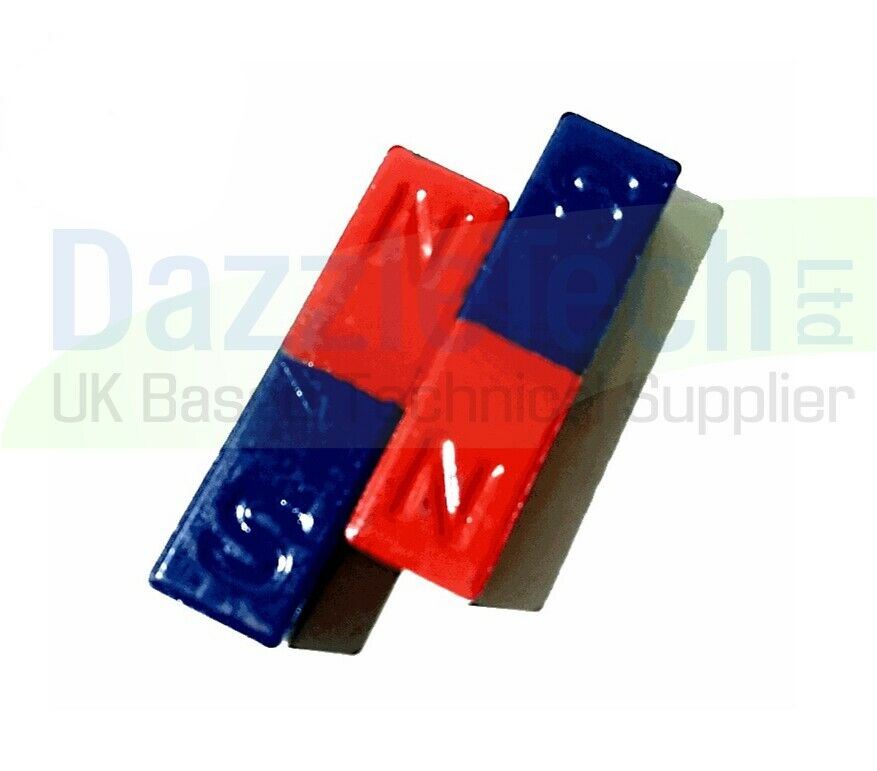 Block magnets with coloured North & South Poles 14x10x50mm Pack of 2