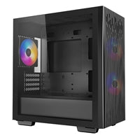 DeepCool MATREXX 40 3FS Case, Gaming, Black, Micro Tower, 1 x USB 3.0 / 1 x USB 2.0, Tempered Glass Side Window Panel, Mesh Front Panel for Optimized Airflow, Tri-Colour LED Fans, Micro ATX, Mini-ITX