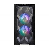 Cooler Master TD300 Mesh Case, Black, Mini Tower, 2 x USB 3.2 Gen 1 Type-A, Tempered Glass Side Window Panel, Polygonal FineMesh Front Panel, SickleFlow Addressable RGB Fans Included, Micro ATX, Mini-ITX