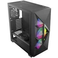 ANTEC DF800 FLUX Case, Gaming, Black, Mid Tower, 2 x USB 3.0, Tempered Glass Side Window Panel, Geometrical Mesh Design & Mirror Surface Front Panel, Addressable RGB LED Fans, Patented F-LUX Platform Cooling Solution, ATX, Micro ATX, Mini-ITX