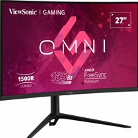 Viewsonic VX Series VX2718-PC-MHDJ 27" Curved Gaming Monitor, HDMI, Display Port, Full HD, 165Hz, 1ms, Freesync, Speakers, VESA, Height Adjust, Black