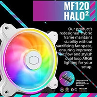 COOLER MASTER Hyper 212 Halo White Fan CPU Cooler, Universal Socket, 120mm PWM MF120 HALO2 ARGB Fan, 2050RPM, 4 White Pure Heat Pipes, Aluminium Fins, Addressable RGB Auto Detection, Upgraded Installation Brackets