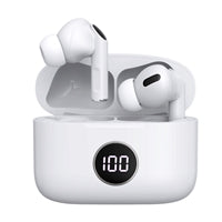 Prevo M10 Active Noise Cancelling TWS Earbuds, Bluetooth 5.3, Automatic Pairing, Touch Control Feature with Digital LED Display Wireless Charging Case, Android, IOS and Windows Compatible, White