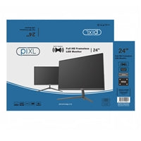 piXL PXD24VH 24 Inch 24 Inch Frameless Monitor, Widescreen, 5ms Response Time, 75Hz Refresh Rate, Full HD 1920 x 1200, 16:10 Aspect Ratio, VGA, HDMI, Internal PSU, Speakers, 16.7 Million Colour Support, Black Finish