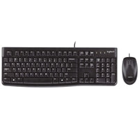 Logitech MK120 Wired Keyboard and Mouse Combo for Windows, Optical Wired Mouse, Full-Size Keyboard, USB Plug-and-Play, QWERTY UK English Layout, Black - Education Edition with Silicone Cover, Brown Box
