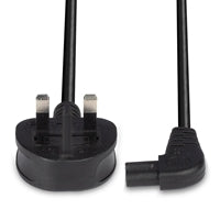 LINDY 30454 0.5m UK 3 Pin Plug to Right Angled IEC C7 mains power Cable, Black