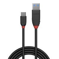LINDY 36915 0.5m USB 3.2 Type A to C Cable, 10Gbps, Black Line