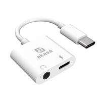 Akasa Type-C to 3.5mm Headphone Jack & Charger Adapter, Simultaneous charging and audio port