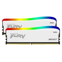 Kingston FURY Beast 16GB (2 x 8GB), DDR4, 3200 MHz, Single-rank Memory, White, DIMM, RGB
