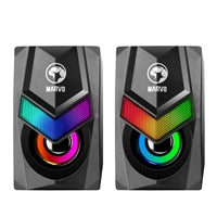 Marvo Scorpion SG-118 Gaming Speakers, Stereo Sound, USB Powered, 7 Colour RGB Lighting, 6w, 3.5mm Input, Black