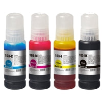 InkLab 103 Epson Compatible EcoTank Ink Bundle, Black, Cyan, Magenta and Yellow