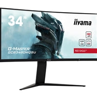 iiyama G-Master GCB3480WQSU-B1 34 Inch Red Eagle Ultra Wide Curved Gaming Monitor, Black, 3440x1440, 0.4ms, 180hz, FreeSync, HDMI, Display Port, USB Hub, Speakers, Int PSU, Height Adjustable, VESA