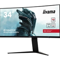 iiyama G-Master GCB3480WQSU-B1 34 Inch Red Eagle Ultra Wide Curved Gaming Monitor, Black, 3440x1440, 0.4ms, 180hz, FreeSync, HDMI, Display Port, USB Hub, Speakers, Int PSU, Height Adjustable, VESA