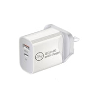 Prevo QC70 20W USB Type-C & USB Type-A Fast Charge Mains Charger with QC 3.0 for Laptops, Ultrabooks, Chromebooks, iPads, MacBooks, Smartphones, Tablets, Mobile Devices, Action Cameras, DSLRs