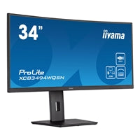 iiyama Prolite XCB3494WQSN-B5 34 inch Curved Monitor, USB-C Dock, RJ45 (LAN), KVM Switch, UWQHD, 0.4ms, HDMI, DisplayPort, USB-Hub, USB-C, 120Hz, Speakers, Black, Internal PSU, VESA, Height Adjust, Pivot