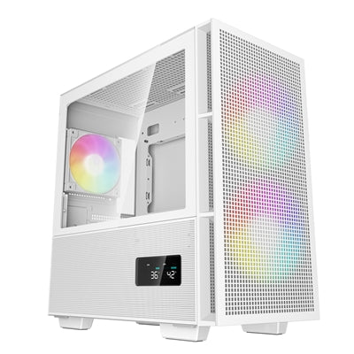 DeepCool CH360 Digital Gaming Case: White, Mid Tower with Tempered Glass Side Window Panel, Advanced Cooling, USB 3.0/USB-C Ports, Pre-Installed Fans, Micro ATX/Mini-ITX