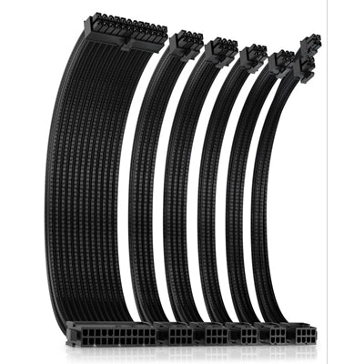 Antec Black PSU Extension Cable Kit with Black Connectors - 6 Pack (1x 24 Pin, 1x 4+4 Pin, 2x 8 Pin, 2x 6 Pin)