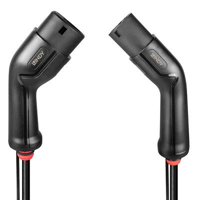 LINDY 30110 5m Type 2 EV-Charging cable, 11kW, 3-phase charging for electric and hybrid vehicles, Supplied with a carrying bag for convenient storage, 2 year warranty
