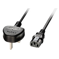 Lindy 5m UK 3 Pin Plug to IEC C13 mains power Cable, Black