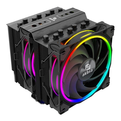 Akasa Soho H7 ARGB CPU Cooler, Black, 2x 120mm PWM Fan, Dual Tower, Aluminium Fins, 7x Copper Heatpipes, Intel/AMD