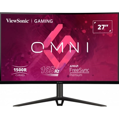 Viewsonic VX Series VX2718-PC-MHDJ 27" Curved Gaming Monitor, HDMI, Display Port, Full HD, 165Hz, 1ms, Freesync, Speakers, VESA, Height Adjust, Black