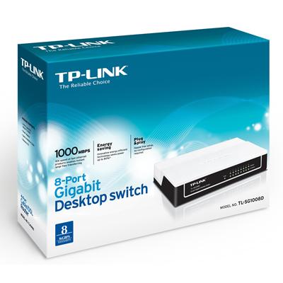 TP-Link TL-SG1008D 8-Port Gigabit Desktop Switch,8 10/100/1000Mbps RJ45 ports,Plastic case