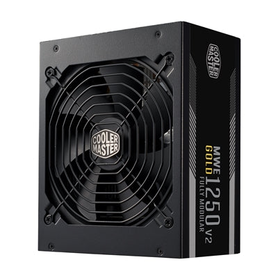 Cooler Master MWE Gold 1250 V2 ATX 3.0 1250W PSU, 140mm Silent Fan with Smart Thermal Controlling Feature, 80 PLUS Gold, Fully Modular, UK Plug, Flat Black Cables, ATX 3.0 Ready with PCI-E 5.0 12VHPWR Connector