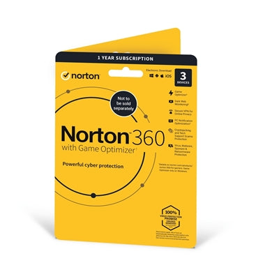 Norton 360 with Game Optimizer 2022, Antivirus for 3 Devices, 1-year subscription Includes VPN, Dark Web Monitoring, Password Manager, 50GB of Cloud Storage, PC/Mac/iOS/Android, Activation Code by email - ESD