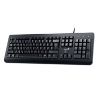 Genius KM-160 Wired Keyboard and Mouse Combo Set, USB Plug and Play, Spill resistant, Full Size UK Layout with Low Profile Keys and Optical Sensor Mouse, 1000dpi, Ergonomic design for Home or Office