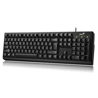 Genius KB-100 Wired Smart Keyboard, USB Plug and Play, Customizable Function Keys, Multimedia, Full Size UK Layout Design for Home or Office, Black