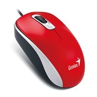 Genius DX-110 Wired USB Plug and Play Mouse, 1000 DPI Optical Tracking, 3 Button with Scroll Wheel, Ambidextrous Design with 1.5m Cable, Red