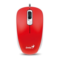 Genius DX-110 Wired USB Plug and Play Mouse, 1000 DPI Optical Tracking, 3 Button with Scroll Wheel, Ambidextrous Design with 1.5m Cable, Red