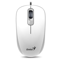 Genius DX-110 Wired USB Plug and Play Mouse, 1000 DPI Optical Tracking, 3 Button with Scroll Wheel, Ambidextrous Design with 1.5m Cable, White