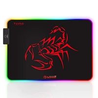 Marvo MG08 Gaming Mouse Pad, 7 Colour LED with 3 RGB Effects, Medium 350x250x4mm, USB Connection, Soft Microfiber Surface for Speed and Control with Non-Slip Rubber Base and Stitched Edges, Black