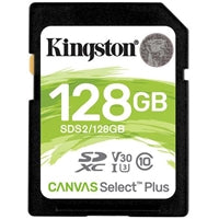 Kingston Canvas Select Plus  V30 128GB SD Class 10 UHS-I U3 Flash Card