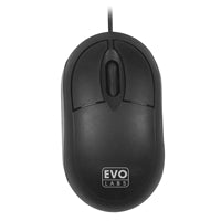 Evo Labs MO-001 Wired USB Mini Plug and Play Mouse, 800 DPI Optical Tracking, 3 Button with Scroll Wheel,  Ambidextrous Design for PC / Mac / Laptop, Matte Black