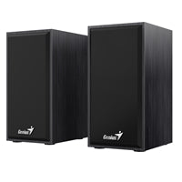 Genius SP-HF180 2.0 Desktop Speakers, Stereo Sound, USB Powered Plug and Play, 6w, 3.5mm with Volume Control, Black Wood