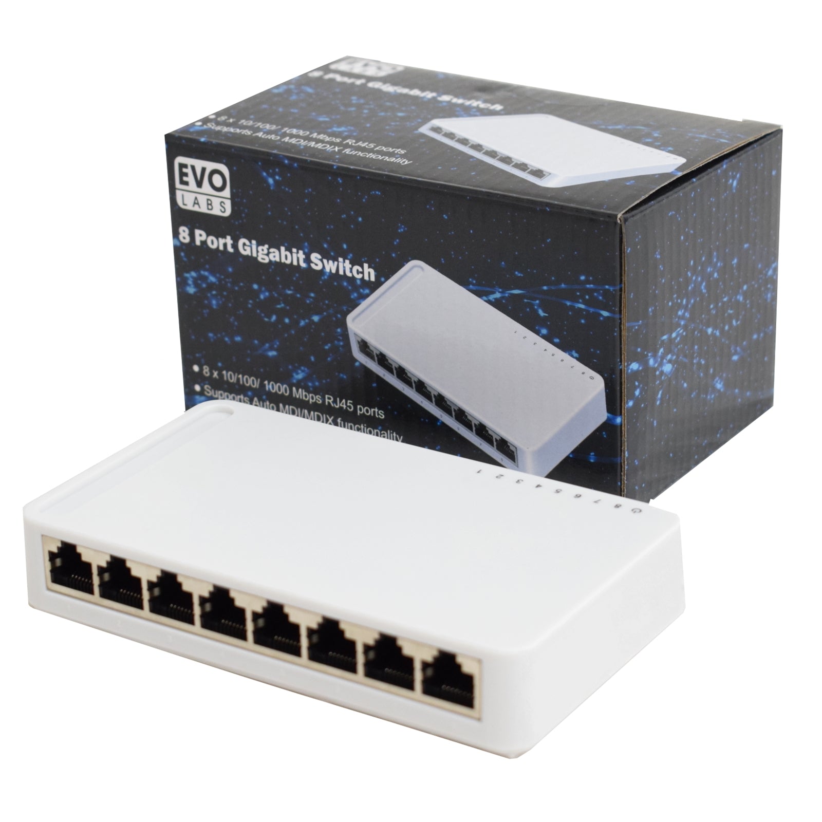Evo Labs 8 Port 10/100/1000 Gigabit Switch