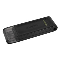Kingston DT70/128GB DataTraveler 128GB USB Flash Drive, USB 3.2,  USB-C, Gen1, 80MB/s, Cap Design, Black, Retail.