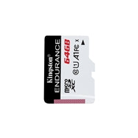 Kingston SDCE/64GB High Endurance micro SD Flash Memory Card, 64GB, Class 10, A1, UHS-I U1, Retail Packed