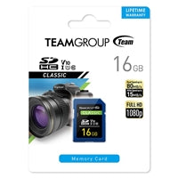 Team TSDHC16GIV1001 Classic Flash Memory Card, 16GB, SDHC, UHS U1, Retail Packed