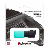 Kingston DataTraveler ExodiaM DTXM/256GB USB Flash Drive, 256GB, USB 3.2, Turquoise / Black, Moving Cap Design