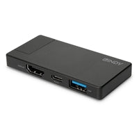 LINDY 43336 USB-C Laptop Micro Docking Station with 1 x HDMI (F) 1 x USB Type-A (F) & USB Type-C Featuring Power Delivery 3.0 Capable up to 100W for Pass-Through Charging, Supports HDMI Resolutions up to 4K 3840x2160@60Hz